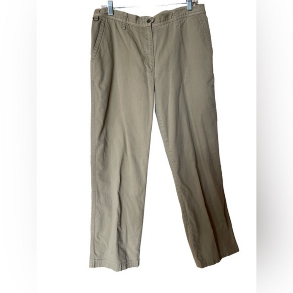 Lauren Ralph Lauren Women’s Tan Chino‎ Pants Flat Front Cotton Trousers Size 14